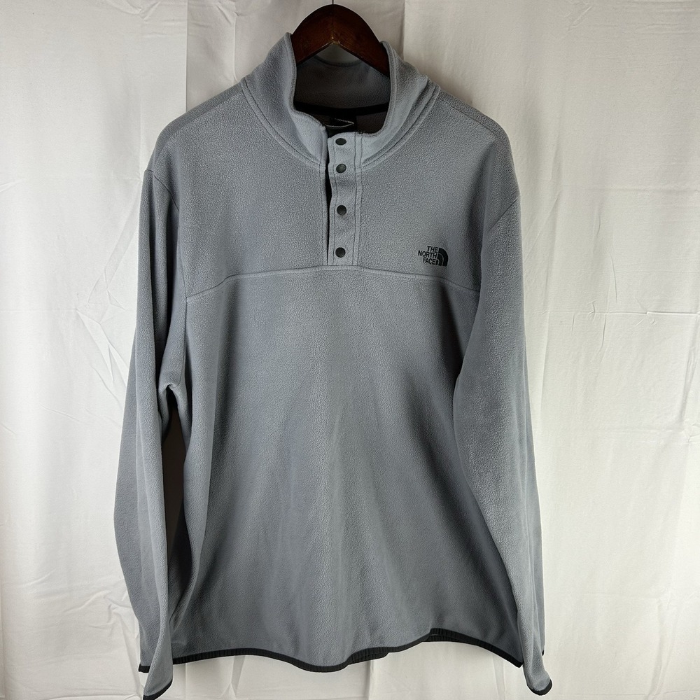 The North Face Sweater Mid Layer Fleece Pullover 1/4 T Snap Button Mens 2XL Grey